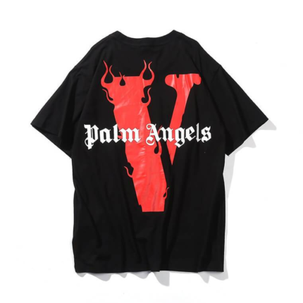 Red and Black Vlone x Palm Angels T-shirt: A striking blend of colors for the fashion-forward streetwear enthusiast.