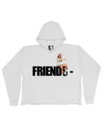 Friends Pin Up Hoodie in crisp white, a nod to iconic 90s fashion and TV show nostalgia