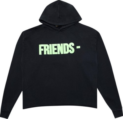 Vlone Green Friends Hoodie in Black - Elevate your streetwear with this bold and trendy apparel.