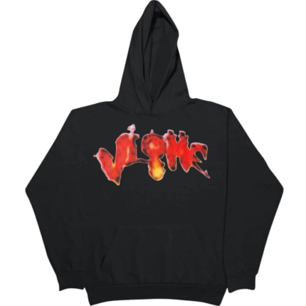 Vlone Halloween Flaming Pumpkin Hoodie in Black - Make a fiery statement with this bold Halloween-inspired streetwear.