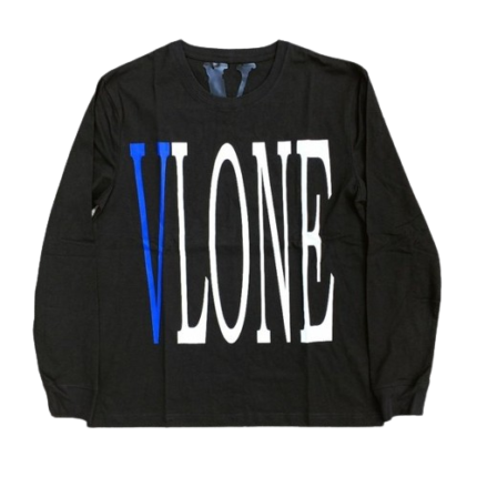 Vlone V Staple Sweatshirt in Blue Black: Make a bold fashion statement with this striking and stylish streetwear apparel.