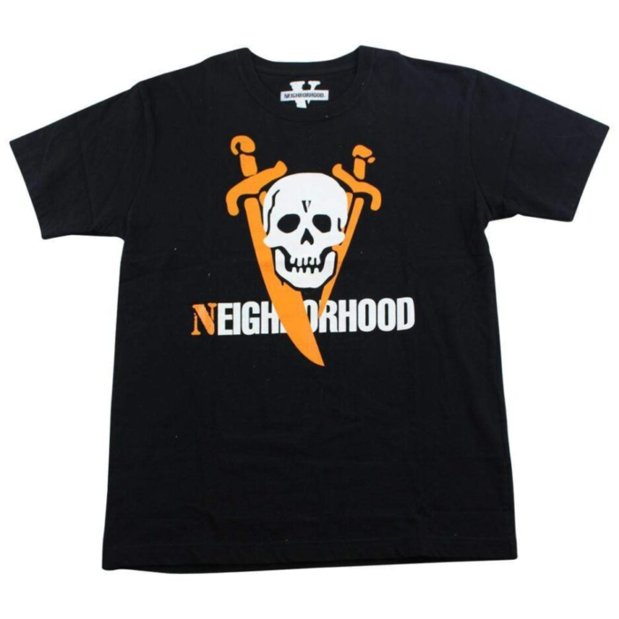 Vlone x Neighborhood Skull Logo Tee - A bold statement of collaboration, perfect for your streetwear collection.