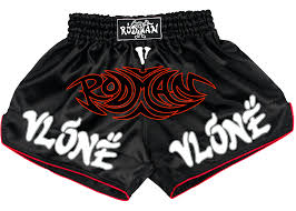 Vlone Rodman Logo Muay Thai Shorts in Black: Make a striking statement with these sleek and trendy urban shorts.